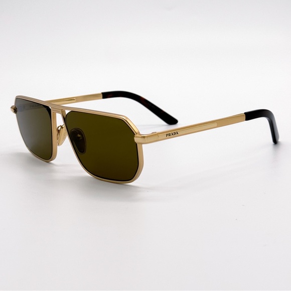 NEW PRADA PRA53S 1BK01T UNISEX SUNGLASSES SPR A53 1BK01T GOLD PR A53S - Picture 5 of 12